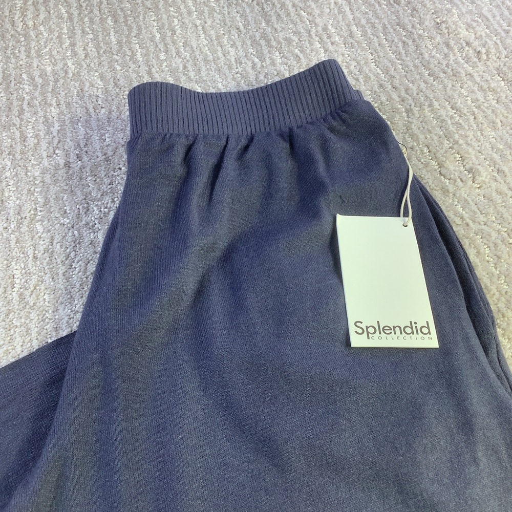 Splendid Womens Wide Leg Lounge Pants XS Blue Viscose Blend Elastic Waist NWT